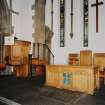 Detail of communion table and pulpit