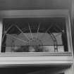 Detail of decorated BD design fanlight on 7 Moray Place