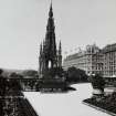 General view of Scott Monument with Princes Street in background-viewed from Princes Street Gardens
