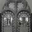 Interior. N gallery stained glass window by Douglas Strachan c.1935