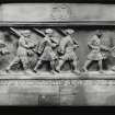 Detail of bas relief before erection of the Scottish American War memorial, West Princes Street Gardens, Edinburgh.
