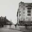 Modern Print from an original negative. General view of west end of Princes Street showing Binns and Hope Street