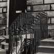 Detail of railings between 36 and 37 Queen Street, and front door of No 36.