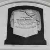 Interior. Library, detail of tablet over window commemorating William MacBean