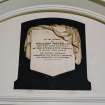 Interior. Library, detail of tablet over window commemorating William MacBean