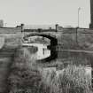 Edinburgh, Viewforth, Union Canal bridge no. 1.
General view of bridge from West.