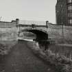 Edinburgh, Viewforth, Union Canal bridge no. 1.
General view of bridge from West.