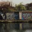 Edinburgh, Union canal at NT 2440 7264, view of section of canal and grafitti on wall of canalside building, from NW.