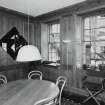 Interior. First floor. Dining room showing windows and  panelling