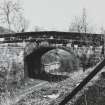 Edinburgh, Leith and Newhaven Railway, Leith Branch, Warriston Cemetry, Warriston Gardens.
View of bridge from West.