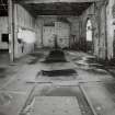 Edinburgh, Granton Gasworks, Engine shed/ workshops, interior
View from N showing mechanics pit and rails in W bay