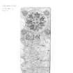 Logie Wester 3: Scanned copy of pencil survey drawing showing recumbent cross slab