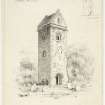 Sketch of Tower of St Andrews Church, Peebles