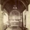 Interior view of The Seabury Chapel altar and lighting in Old St Paul's, Edinburgh