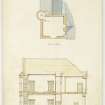 Episcopal School. Ground floor plan, and section EF.