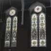 Glasgow, 64-100 Bothwell Street, Christian Institute and YMCA. interior.
View of stained glass windows in North wall.