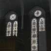 Glasgow, 64-100 Bothwell Street, Christian Institute and YMCA. interior.
View of stained glass windows in North wall.