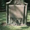 View of headstone to James Tullo, tailor, and family, 1708, east face, Fowlis Easter Parish Church burial ground.