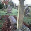 View of plain medieval cross and slab,  Fowlis Easter Parish Church burial ground.