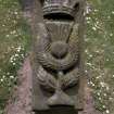 Detail of grave slab with image of crown and thistle,  Fowlis Easter Parish Church burial ground.