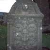 View of headstone to Patrick Thom d.1742, Inverarity Church burial ground.