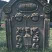 View of headstone  to Robert Findlay d. 1746 Church of Logie Churchyard.