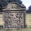 View of headstone 1792 with horse and groom, Lundie Parish Churchyard.