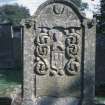 View of headstone to Jean Wylie d. 1793, Menmuir Parish Churchyard.