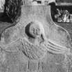 Detail of headstone to James Brown and Agnes Guthrie 1787, Monikie  Parish Churchyard.