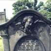 View of headstone to Catherine and Peter Finlay d. 1797,1827, with winged angel,  Abernethy Parish Churchyard.