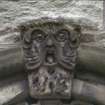 View of Green Man head over doorway, Montrose Aisle, St Kattan's Chapel, Aberuthven.