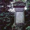 View of C18 funerary monument to John Clark, Blairgowrie Old Parish Churchyard