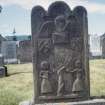 View of  Adam and Eve stone 1744, Little Dunkeld Parish Church burial ground.