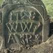 View of headstone Mary and Jane Walters 1728, Forgandenny Parish Church burial ground.