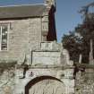 General view of mural monument with coats of arms, Kinclaven Churchyard.