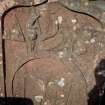 View of headstone to Francis Donald and Catherine Blair 1750 with image of Father Time, Kinnaird Parish Churchyard.