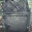 View of  headstone to Andrew Mathis d. 1757, Monzie Parish Church burial ground.