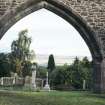 General view through archway of Old Church ruin, Muthill Old Parish Church burial ground.