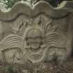 Detail of headstone with winged skull, St Madoes Parish Church burial ground.