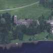 Oblique aerial view centred on Dunkeld cathedral, taken from the S.