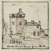 Page 36: Ink sketch of Cowdenknowes House from North
'MEMORABILIA, JOn. SIME  EDINr.  1840'