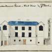 Page 36: Ink and colour sketch of front elevation of Cowdenknowes House
'MEMORABILIA, JOn. SIME  EDINr.  1840'