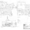 Scanned copy of pencil drawing of ground floor plan, first floor plan and section XX' of Kilbirnie Parish Church at 1:100 scale