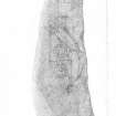 Scanned pencil drawing showing detail of the symbols on the 'Clach Biorach' symbol stone