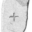 Mains of Afforsk, scanned oopy of ink drawing of cross-incised stone with ogam inscription